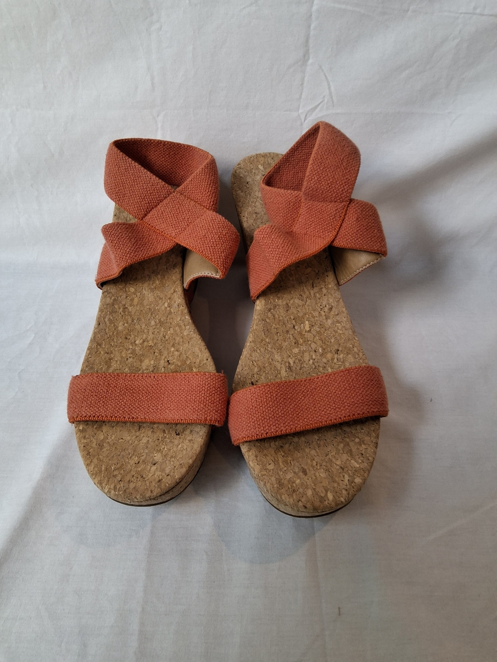 Lucky Brand Rust Orange Cork Sandal with Cross-Strap